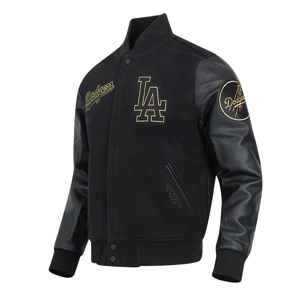 MLB LOS ANGELES DODGERS BLACK & GOLD MEN'S WOOL VARSITY JACKET