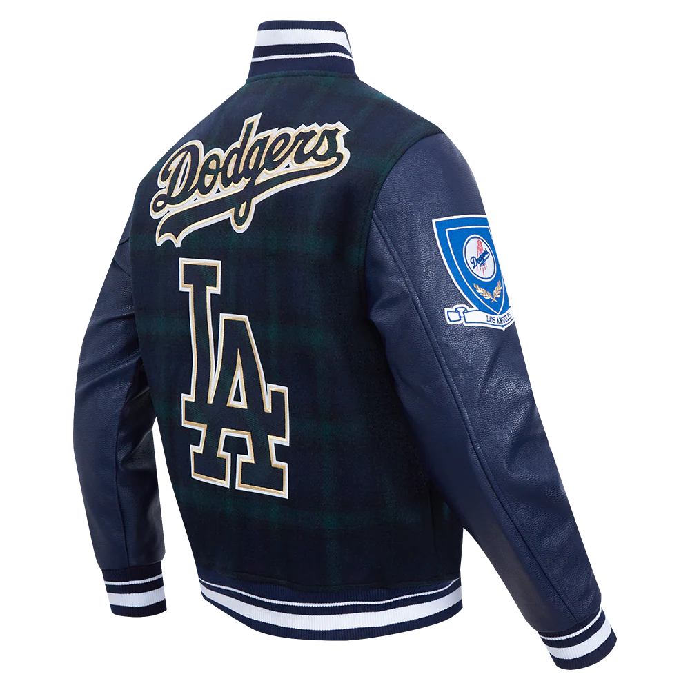 MLB LOS ANGELES DODGERS PRO PREP PLAID MEN'S WOOL VARSITY JACKET