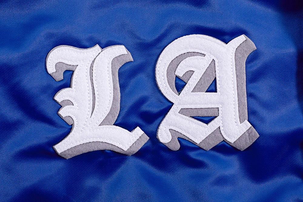 MLB LOS ANGELES DODGERS OLD ENGLISH MEN'S RIB SATIN JACKET