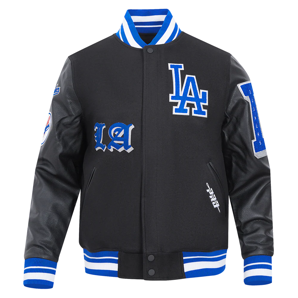 MLB LOS ANGELES DODGERS OLD ENGLISH MEN'S RIB WOOL VARSITY JACKET