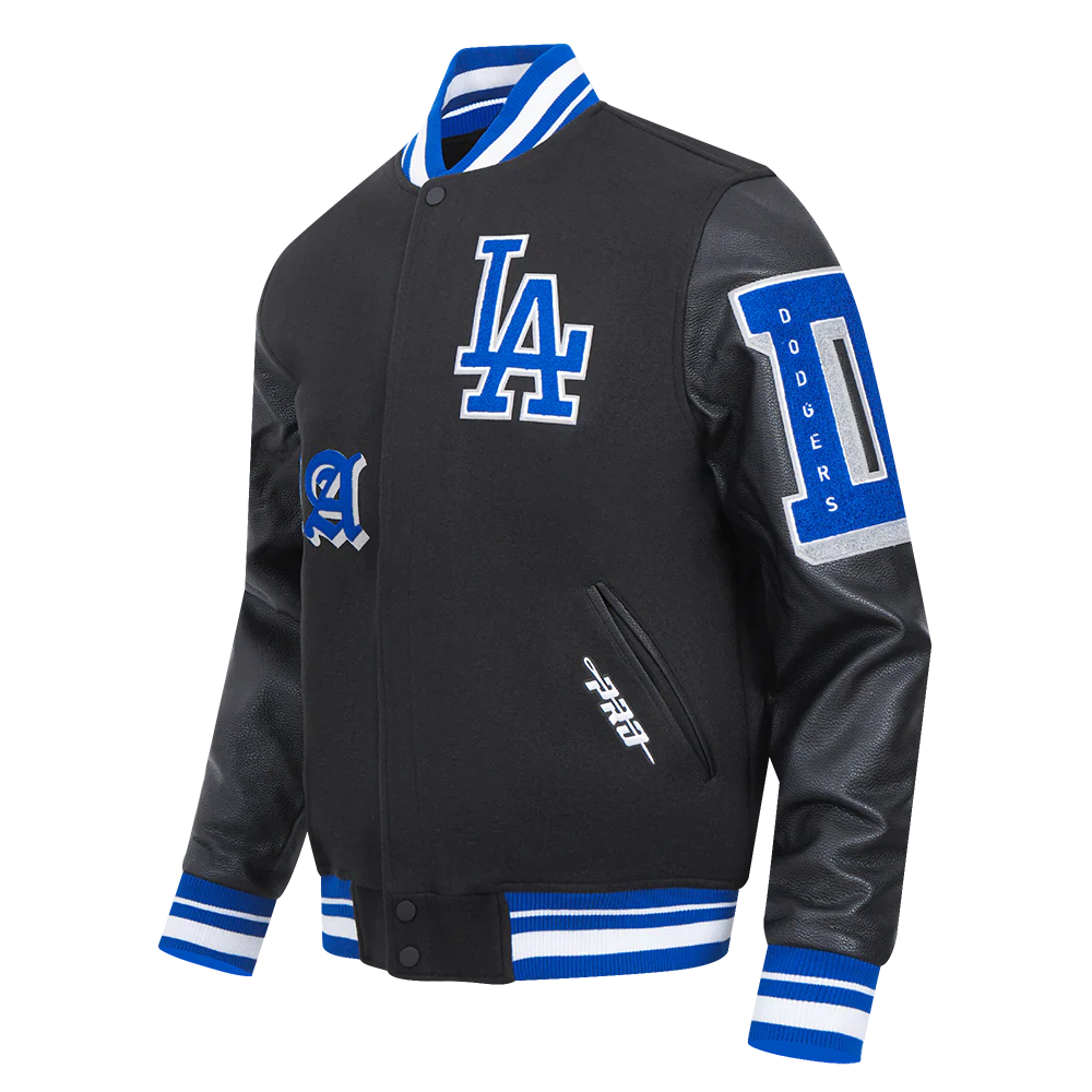 MLB LOS ANGELES DODGERS OLD ENGLISH MEN'S RIB WOOL VARSITY JACKET