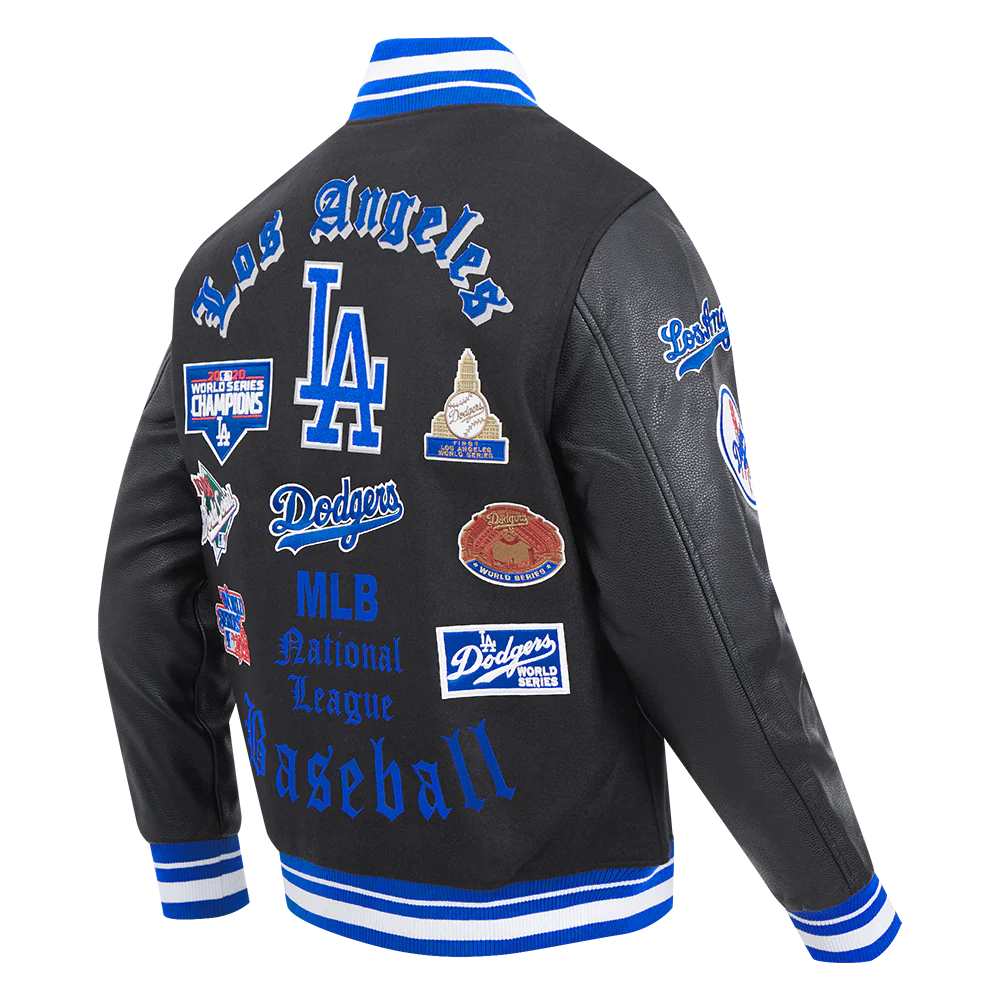 MLB LOS ANGELES DODGERS OLD ENGLISH MEN'S RIB WOOL VARSITY JACKET
