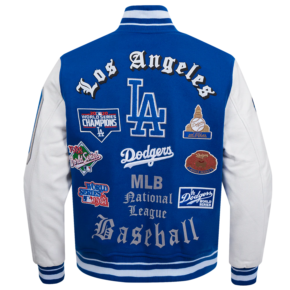 MLB LOS ANGELES DODGERS OLD ENGLISH MEN'S RIB WOOL VARSITY JACKET