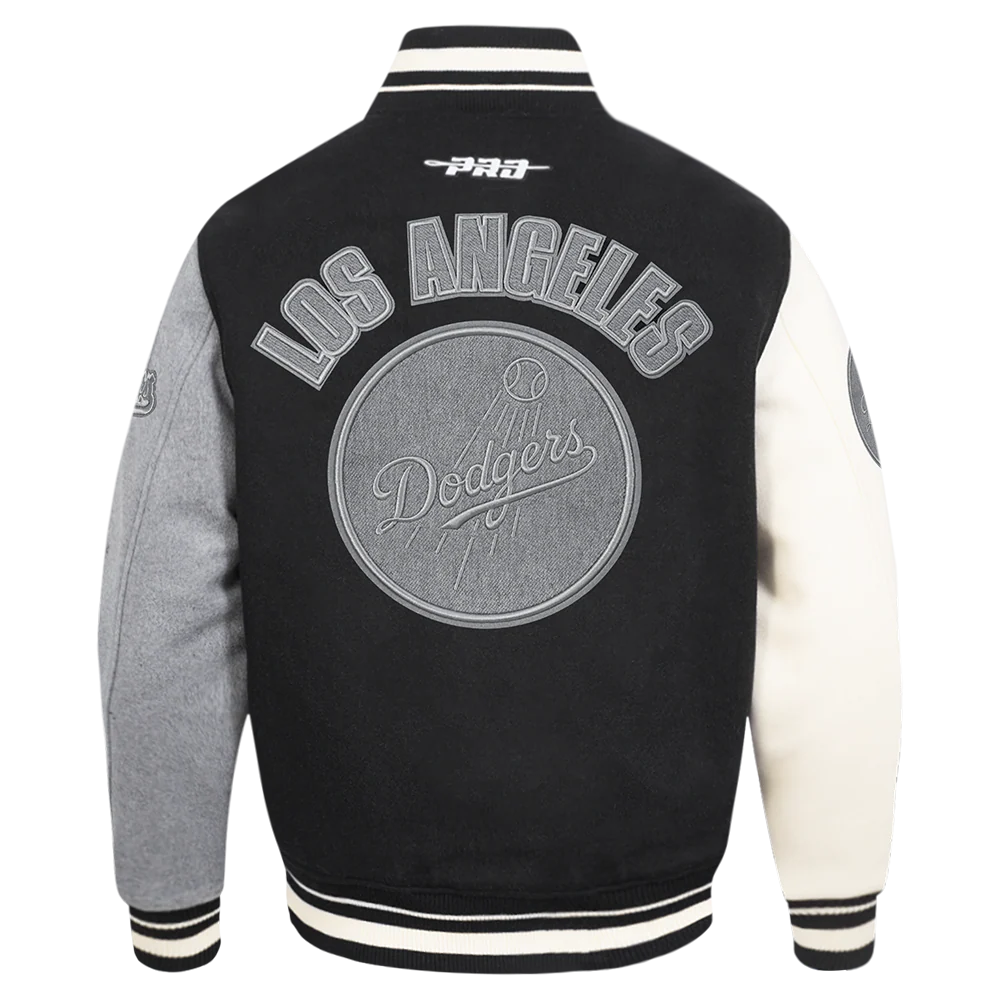 MLB LOS ANGELES DODGERS REVERSE FRENCH TERRY MEN'S COLOR BLOCK WOOL VARSITY JACKET