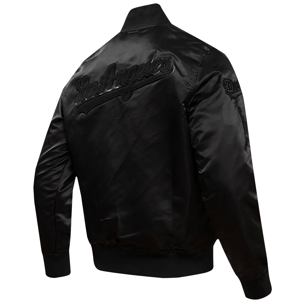 MLB LOS ANGELES DODGERS PRO TRIPLE BLACK MEN'S SATIN JACKET