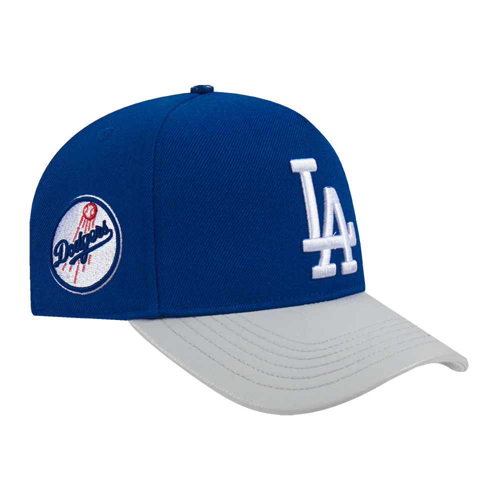 MLB LOS ANGELES DODGERS CITY RANSOM LEATHER PINCH FRONT STRAPBACK HAT