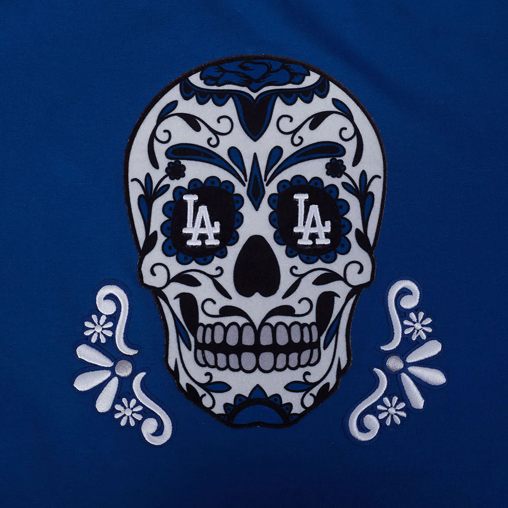 MLB LOS ANGELES DODGERS SUGAR SKULL WOMEN'S SINGLE JERSEY BOXY TOP