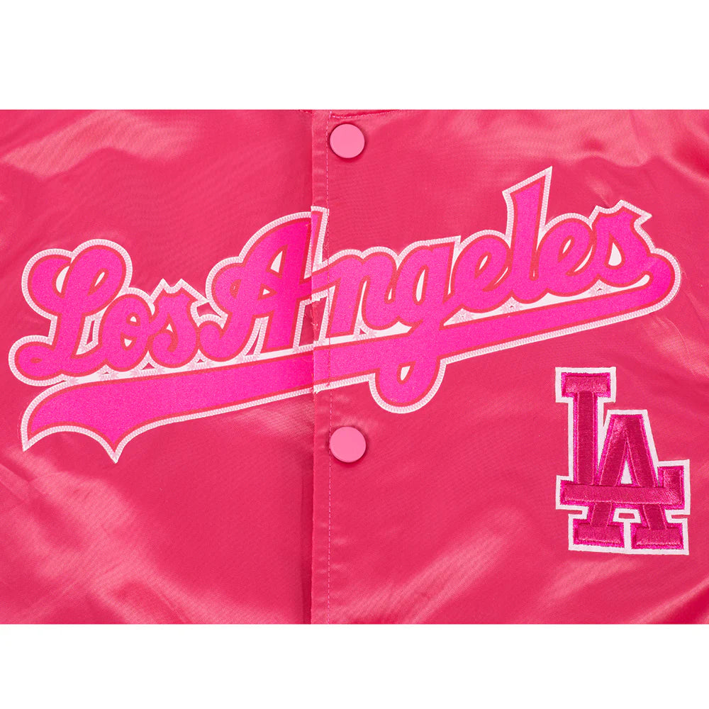 MLB LOS ANGELES DODGERS TRIPLE PINK BIG GIRLS SATIN JACKET