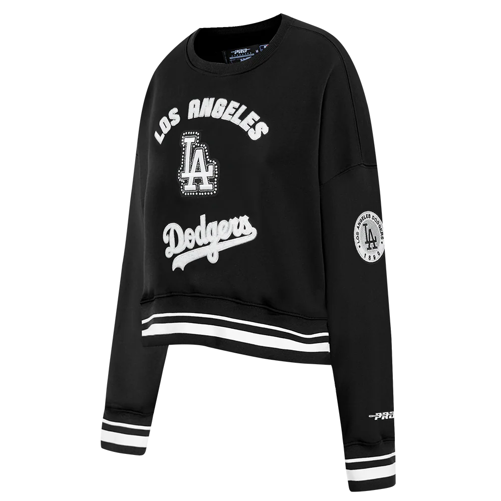 MLB LOS ANGELES DODGERS PEARLS WOMEN'S RIB FLEECE CREWNECK