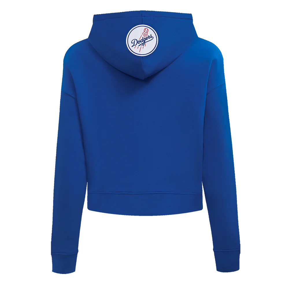 MLB LOS ANGELES DODGERS GAME DAY CLASSICS WOMEN'S DOUBLE KNIT CROPPED PULLOVER HOODIE