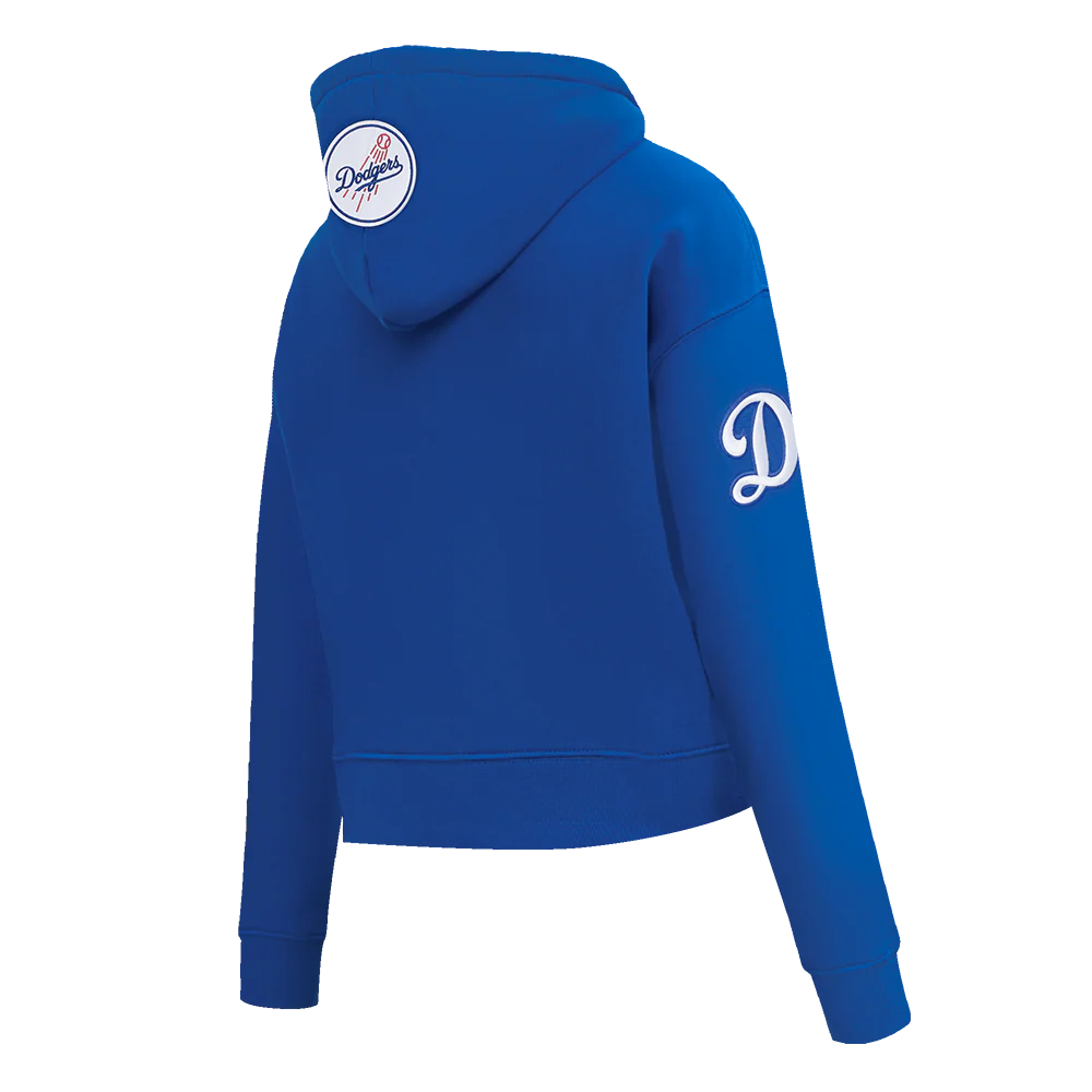 MLB LOS ANGELES DODGERS GAME DAY CLASSICS WOMEN'S DOUBLE KNIT CROPPED PULLOVER HOODIE