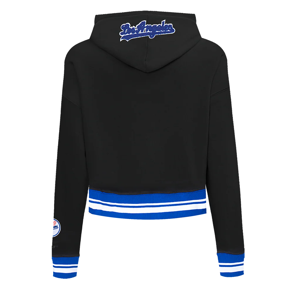 MLB LOS ANGELES DODGERS MASHUP WOMEN'S RIB CROPPED PULLOVER HOODIE