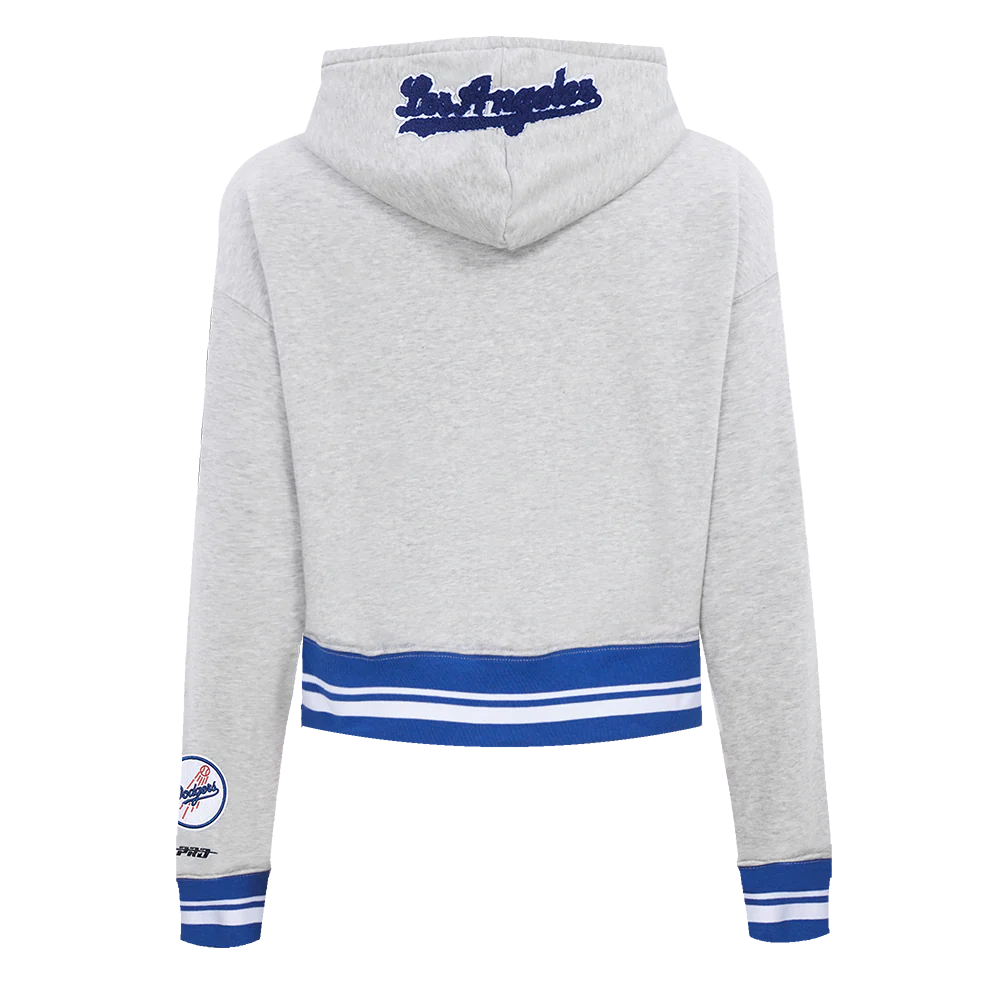 MLB LOS ANGELES DODGERS MASHUP WOMEN'S RIB CROPPED PULLOVER HOODIE