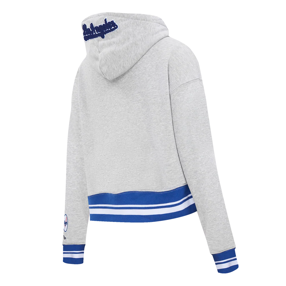 MLB LOS ANGELES DODGERS MASHUP WOMEN'S RIB CROPPED PULLOVER HOODIE