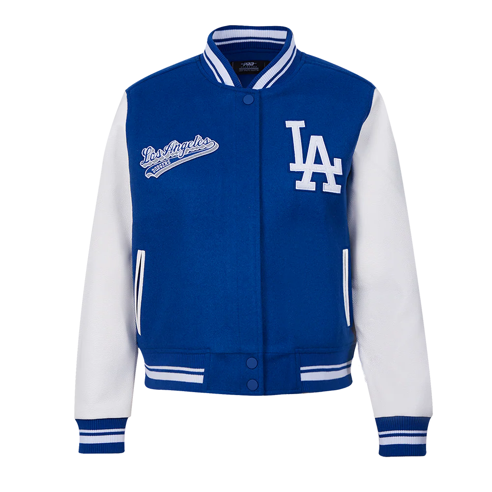MLB LOS ANGELES DODGERS SCRIPT TAIL WOMEN'S RIB WOOL VARSITY JACKET