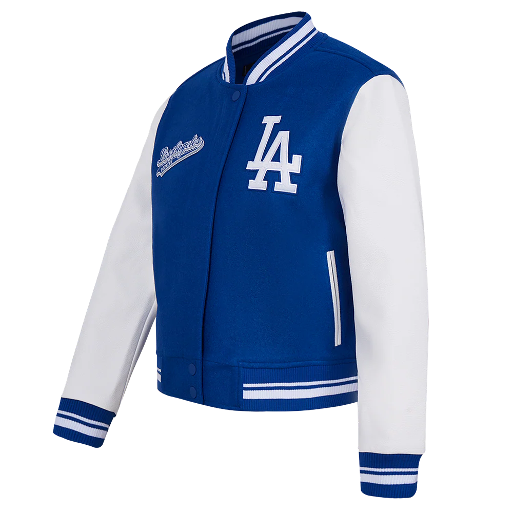 MLB LOS ANGELES DODGERS SCRIPT TAIL WOMEN'S RIB WOOL VARSITY JACKET