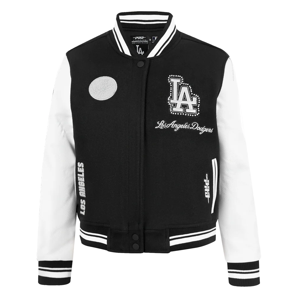 MLB LOS ANGELES DODGERS PEARLS WOMEN'S RIB WOOL VARSITY JACKET