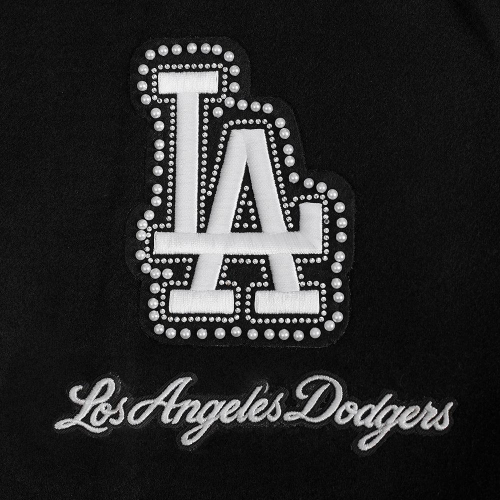 MLB LOS ANGELES DODGERS PEARLS WOMEN'S RIB WOOL VARSITY JACKET