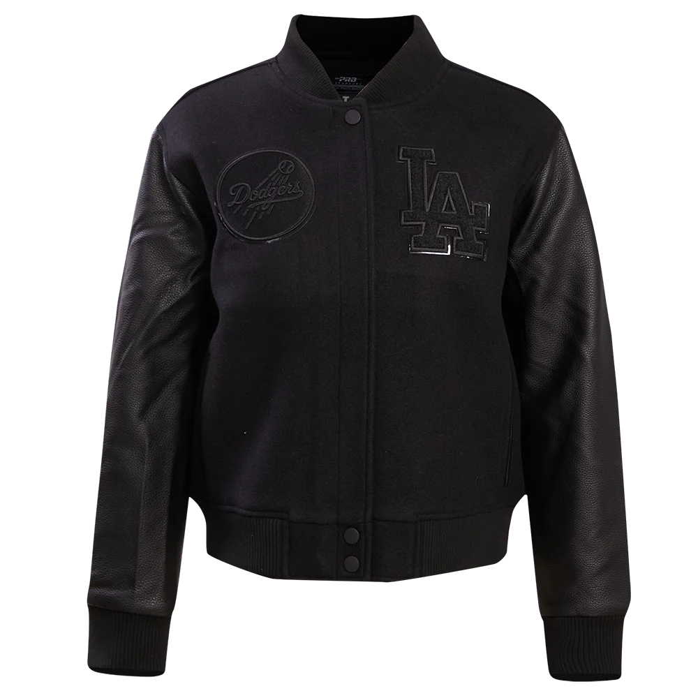 MLB LOS ANGELES DODGERS TRIPLE BLACK WOOL WOMEN'S VARSITY JACKET