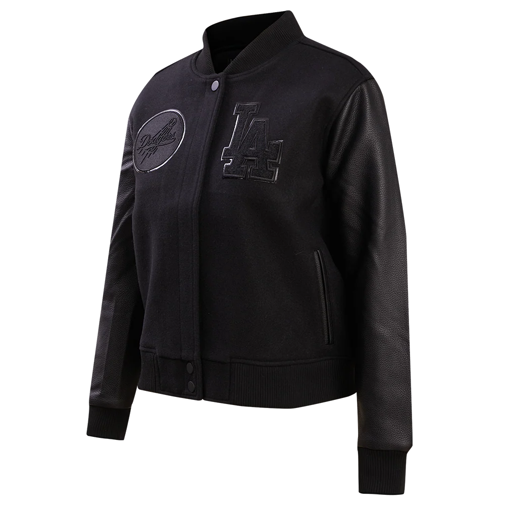 MLB LOS ANGELES DODGERS TRIPLE BLACK WOOL WOMEN'S VARSITY JACKET