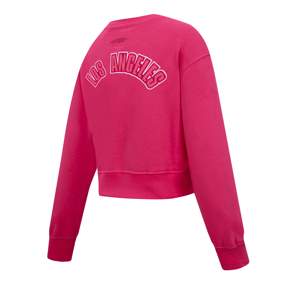 MLB LOS ANGELES DODGERS TRIPLE PINK LITTLE GIRLS FLEECE CREWNECK