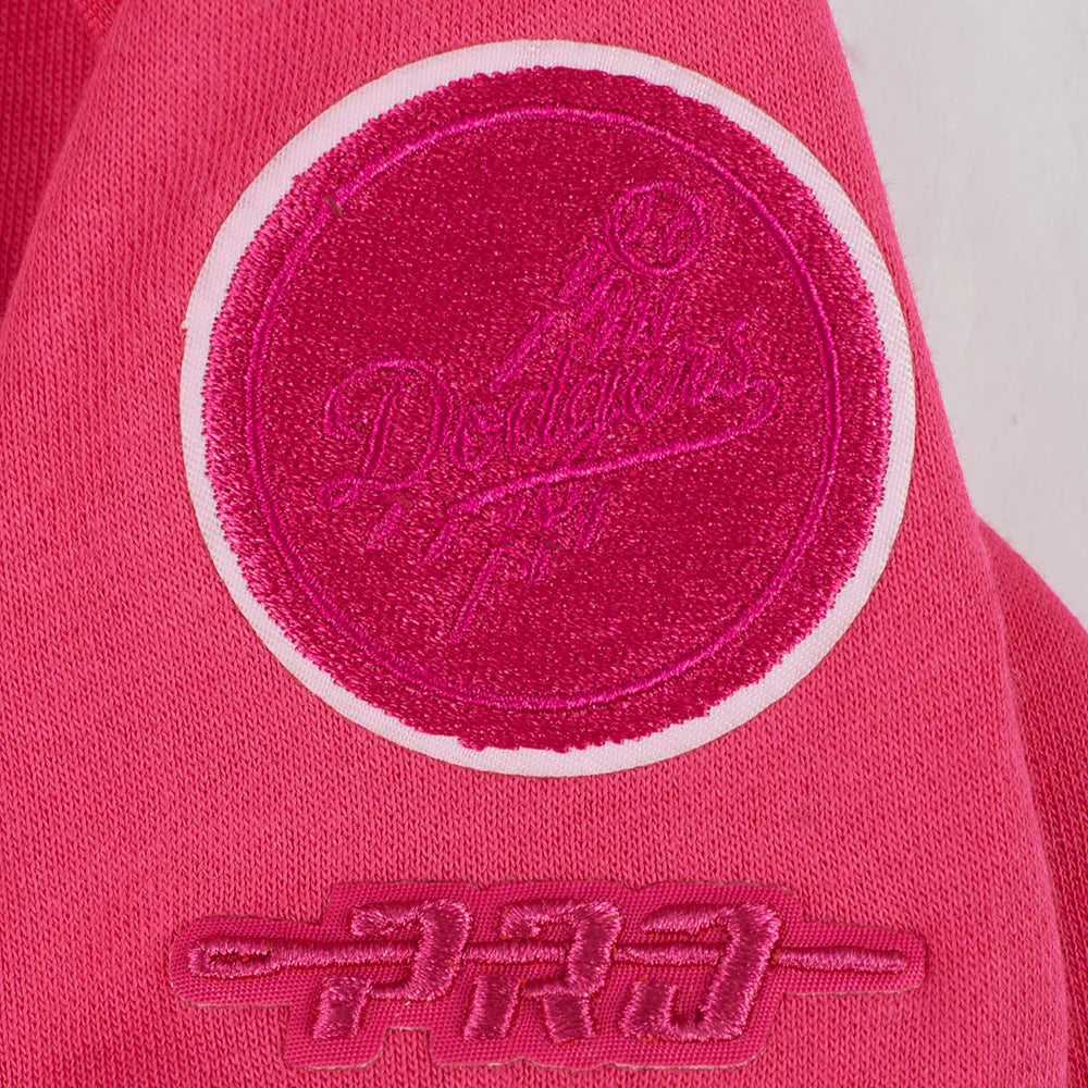 MLB LOS ANGELES DODGERS TRIPLE PINK LITTLE GIRLS FLEECE CREWNECK