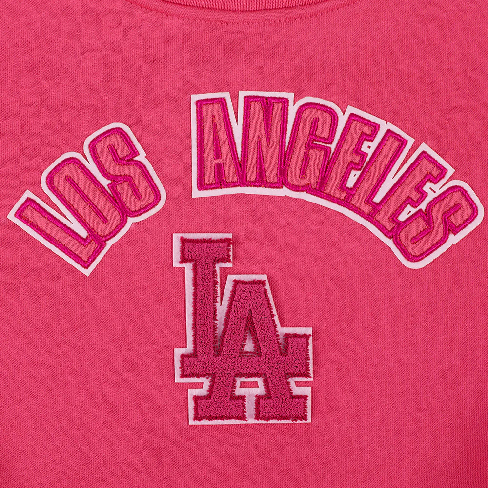 MLB LOS ANGELES DODGERS TRIPLE PINK LITTLE GIRLS FLEECE CREWNECK