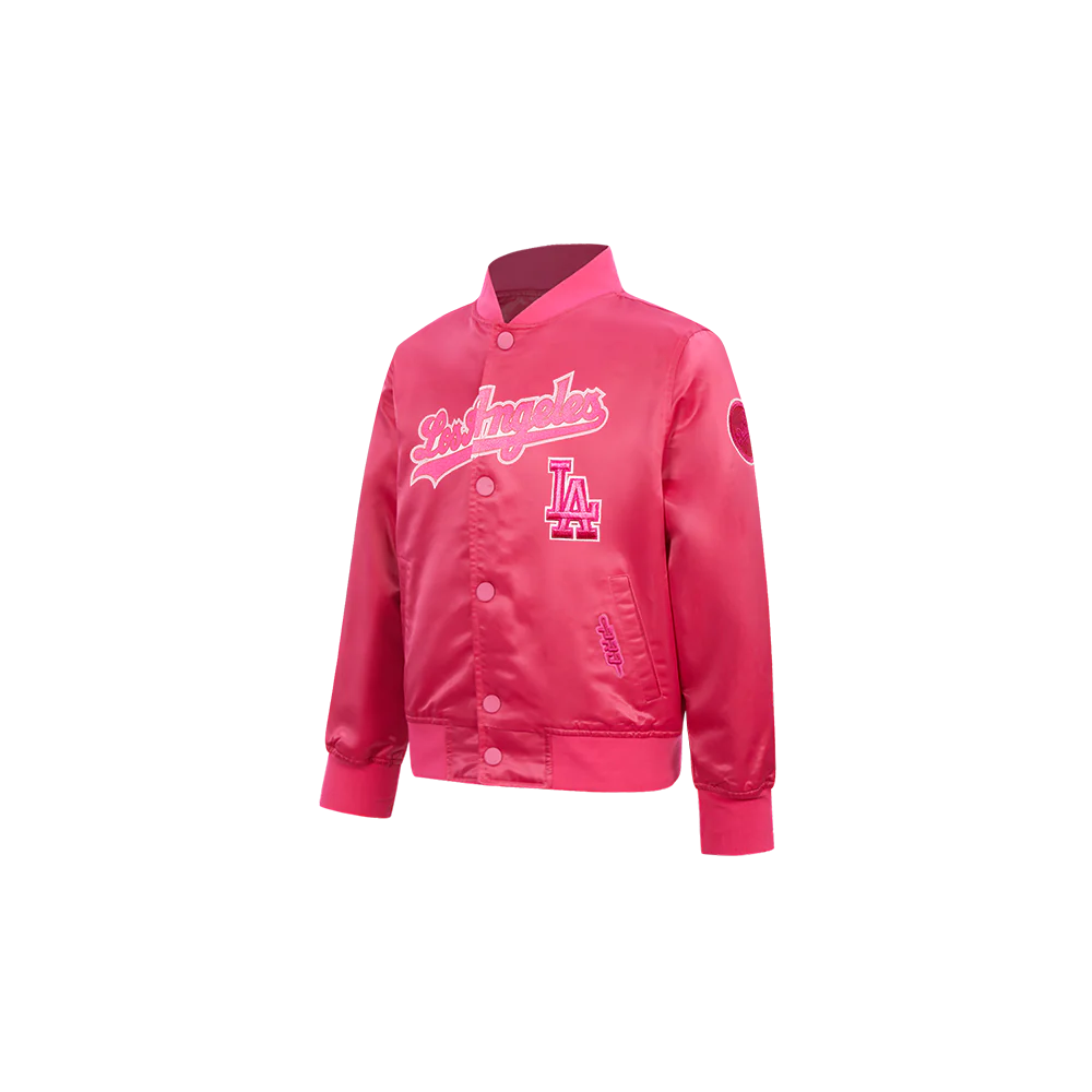 MLB LOS ANGELES DODGERS TRIPLE PINK TODDLER GIRLS SATIN JACKET