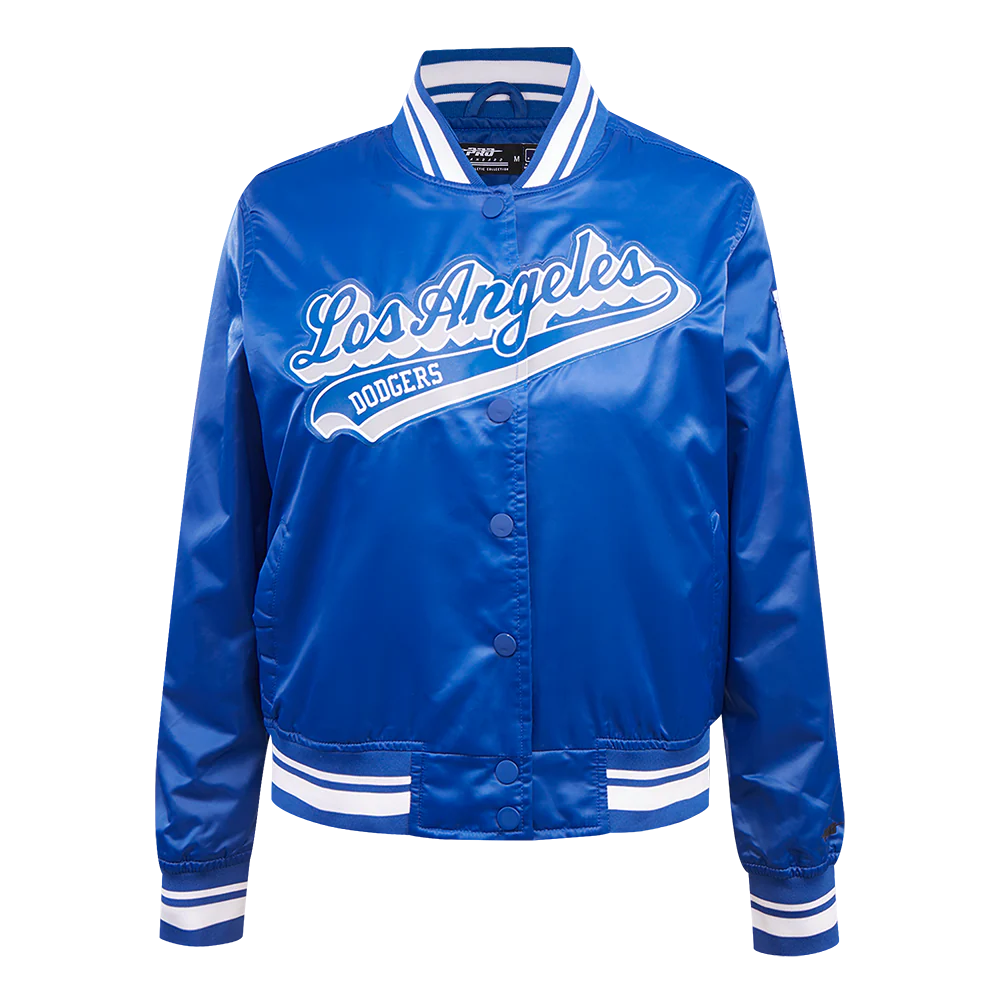 MLB LOS ANGELES DODGERS SCRIPT TAIL WOMEN'S RIB SATIN JACKET
