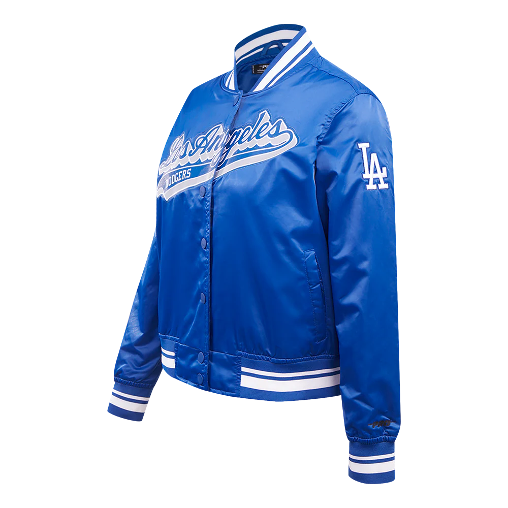 MLB LOS ANGELES DODGERS SCRIPT TAIL WOMEN'S RIB SATIN JACKET
