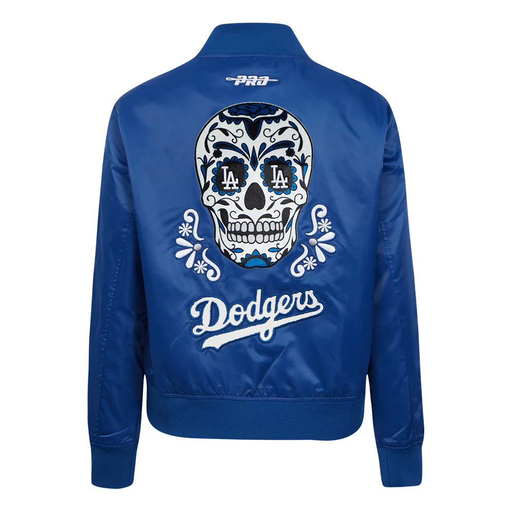 MLB LOS ANGELES DODGERS SUGAR SKULL WOMEN'S SATIN JACKET