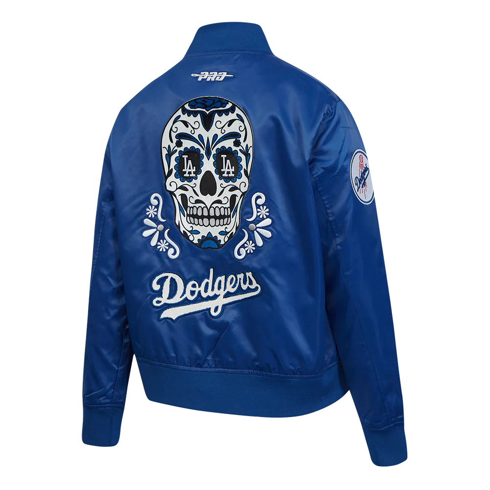 MLB LOS ANGELES DODGERS SUGAR SKULL WOMEN'S SATIN JACKET