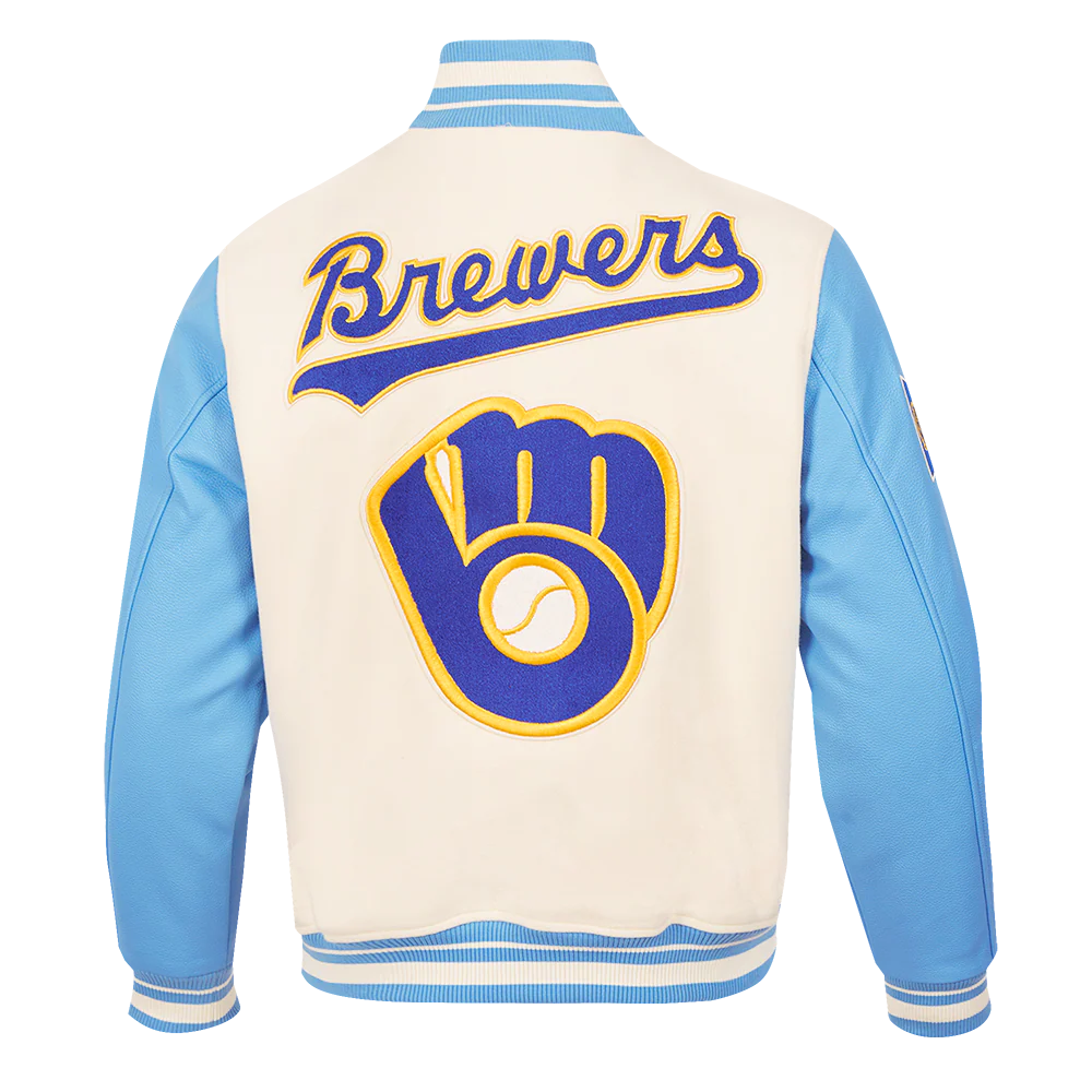 MLB MILWAUKEE BREWERS RETRO CLASSIC MEN'S RIB WOOL VARSITY JACKET