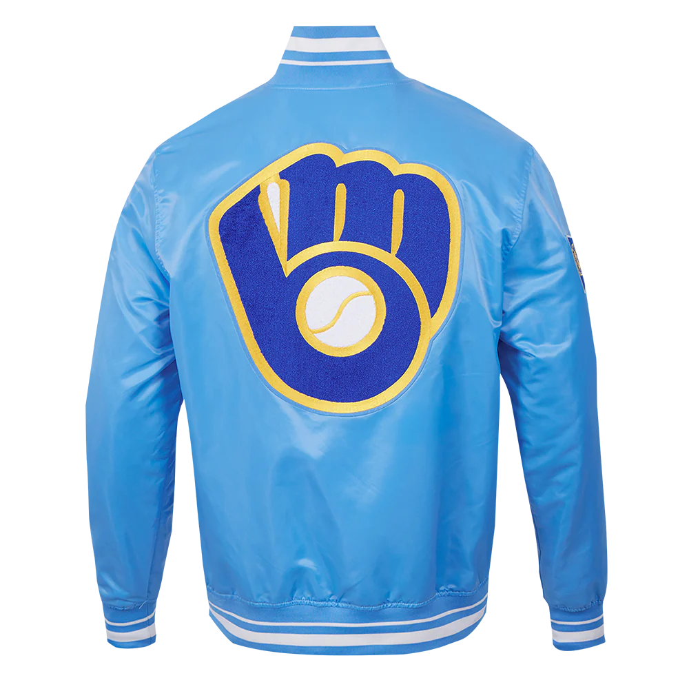 MLB MILWAUKEE BREWERS RETRO CLASSIC MEN'S RIB SATIN JACKET