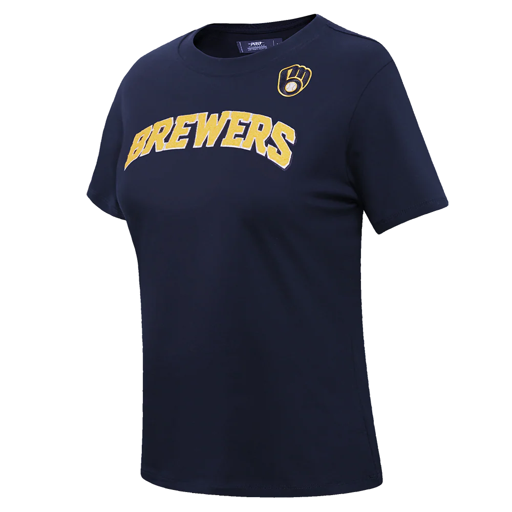 MLB MILWAUKEE BREWERS CLASSIC SHORT SLEEVE WOMEN'S SINGLE JERSEY SLIM FIT TOP
