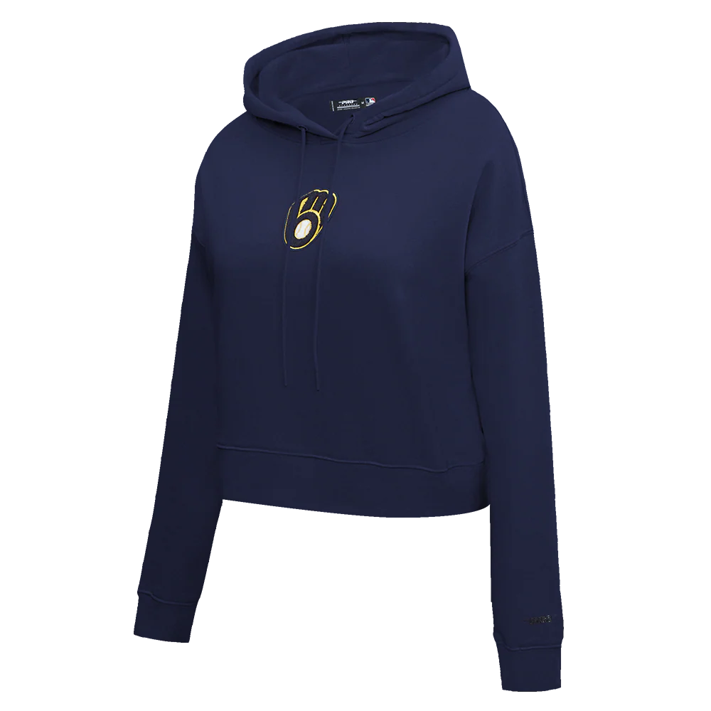 MLB MILWAUKEE BREWERS CLASSIC WOMEN'S CROPPED PULLOVER HOODIE