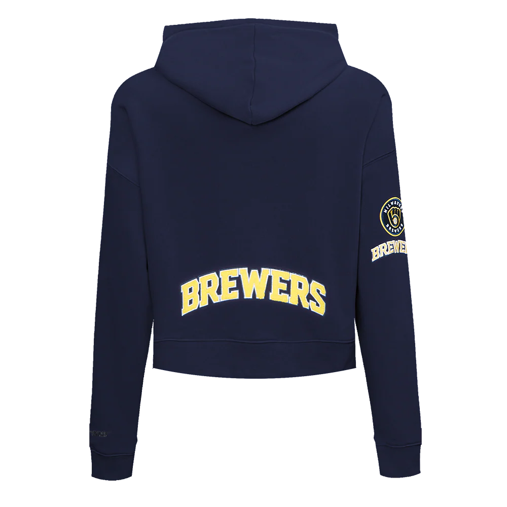 MLB MILWAUKEE BREWERS CLASSIC WOMEN'S CROPPED PULLOVER HOODIE