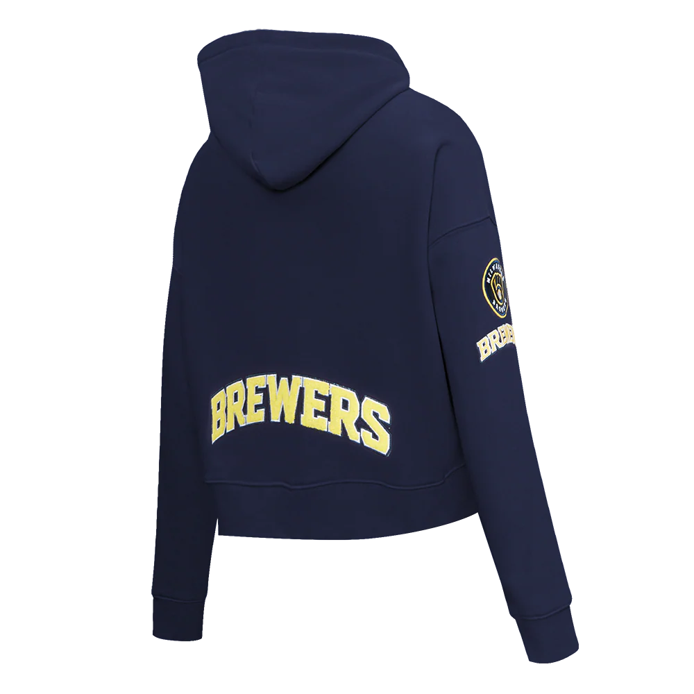 MLB MILWAUKEE BREWERS CLASSIC WOMEN'S CROPPED PULLOVER HOODIE