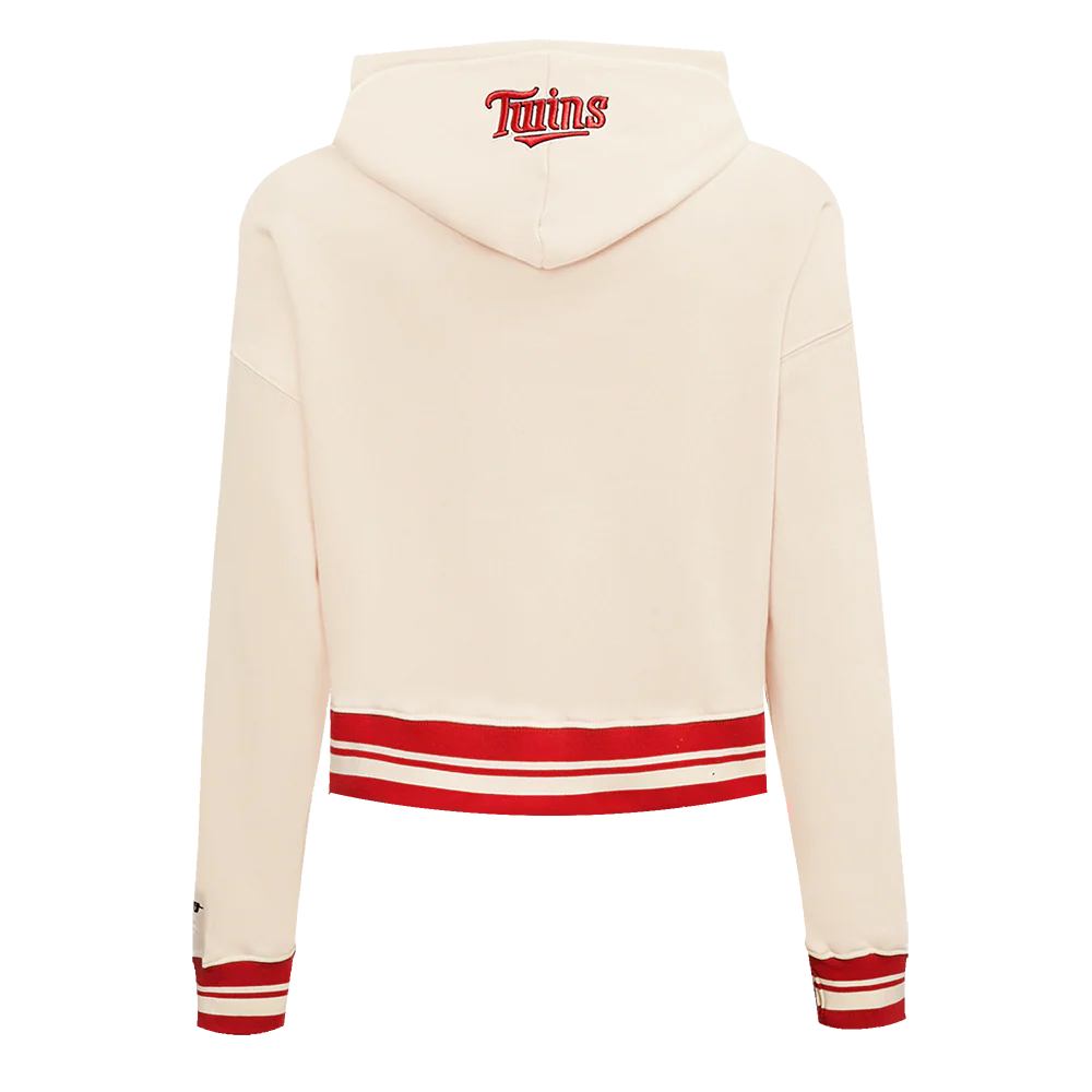 MLB MINNESOTA TWINS RETRO CLASSIC WOMEN'S RIB CROPPED PULLOVER HOODIE