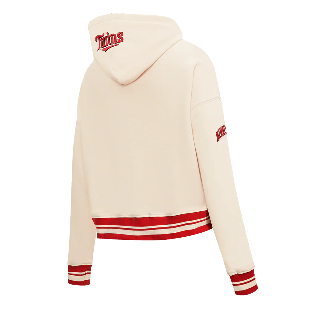 MLB MINNESOTA TWINS RETRO CLASSIC WOMEN'S RIB CROPPED PULLOVER HOODIE