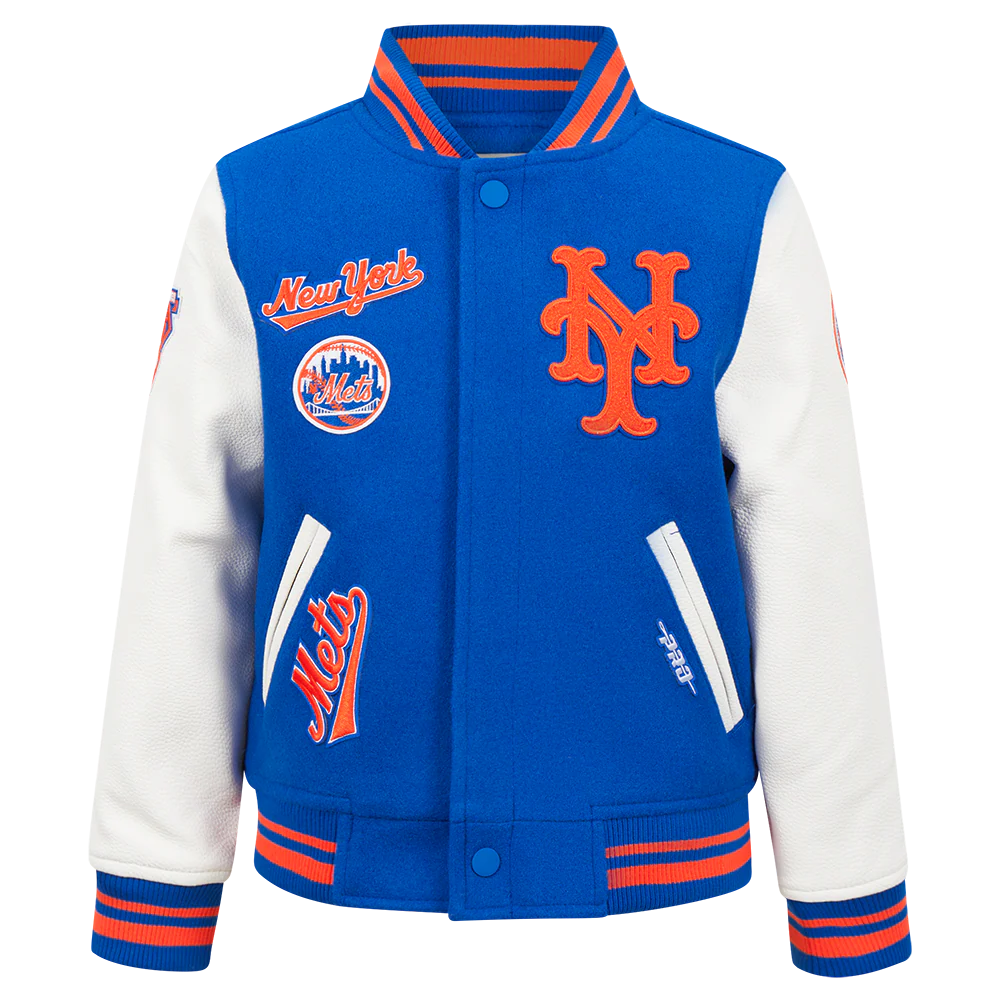 MLB NEW YORK METS RETRO CLASSIC LITTLE BOYS RIB WOOL VARSITY JACKET