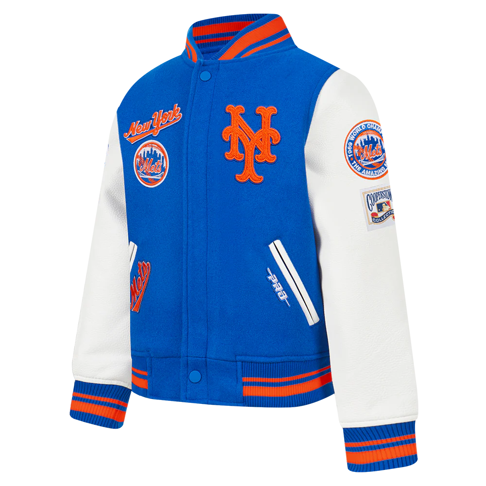 MLB NEW YORK METS RETRO CLASSIC TODDLER BOYS RIB WOOL VARSITY JACKET