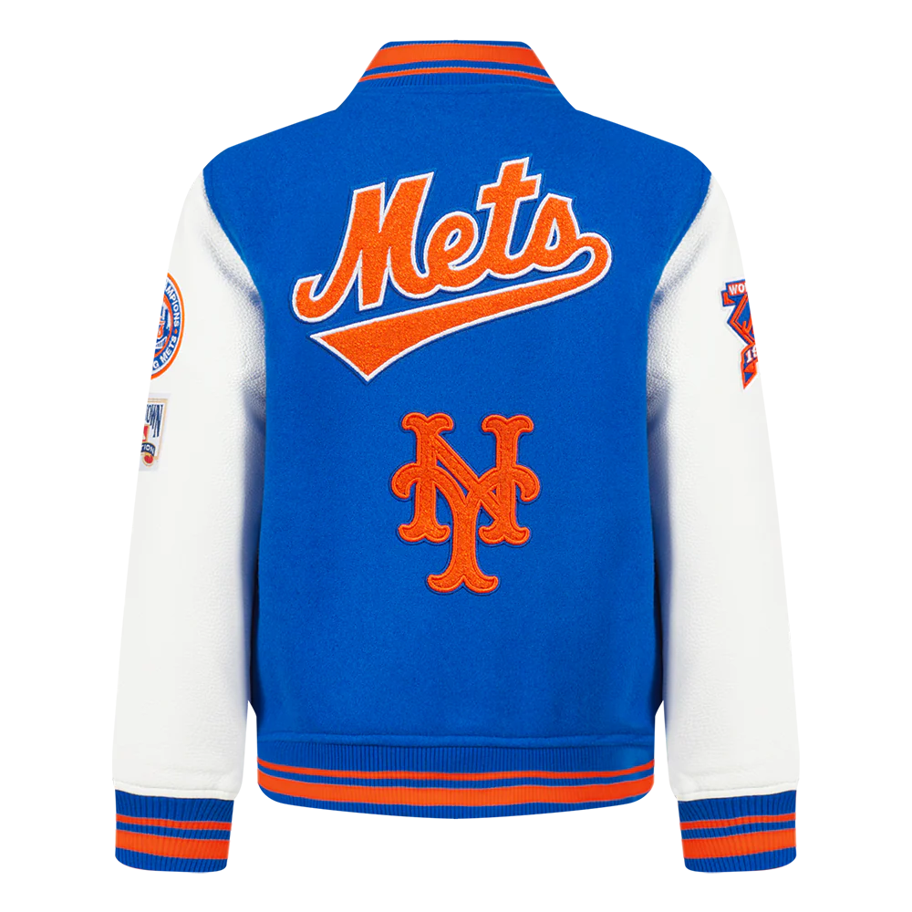 MLB NEW YORK METS RETRO CLASSIC TODDLER BOYS RIB WOOL VARSITY JACKET