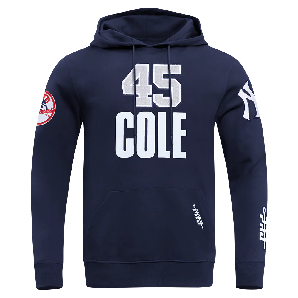 MLB NEW YORK YANKEES GERRIT COLE #45 CLASSIC PLAYER NAME AND NUMBER MEN'S DOUBLE KNIT PULLOVER HOODIE