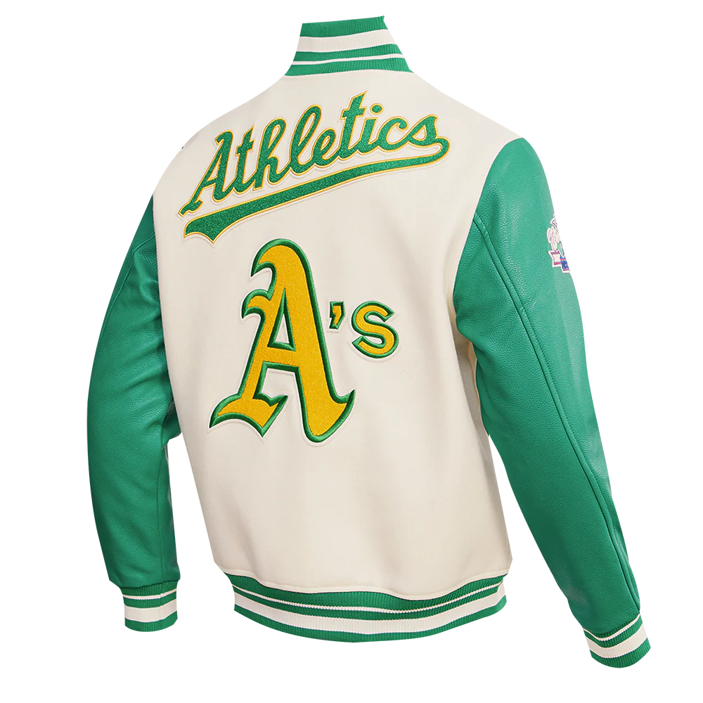 MLB OAKLAND ATHLETICS RETRO CLASSIC MEN'S RIB WOOL VARSITY JACKET