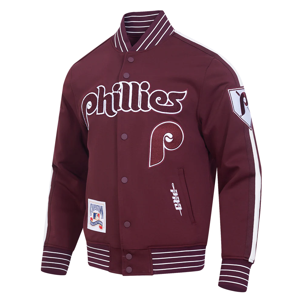 MLB PHILADELPHIA PHILLIES COOPERSTOWN LOGO PRO GAME DAY MEN'S DOUBLE KNIT JACKET