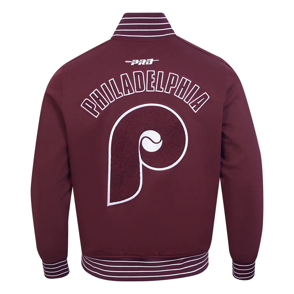 MLB PHILADELPHIA PHILLIES COOPERSTOWN LOGO PRO GAME DAY MEN'S DOUBLE KNIT JACKET