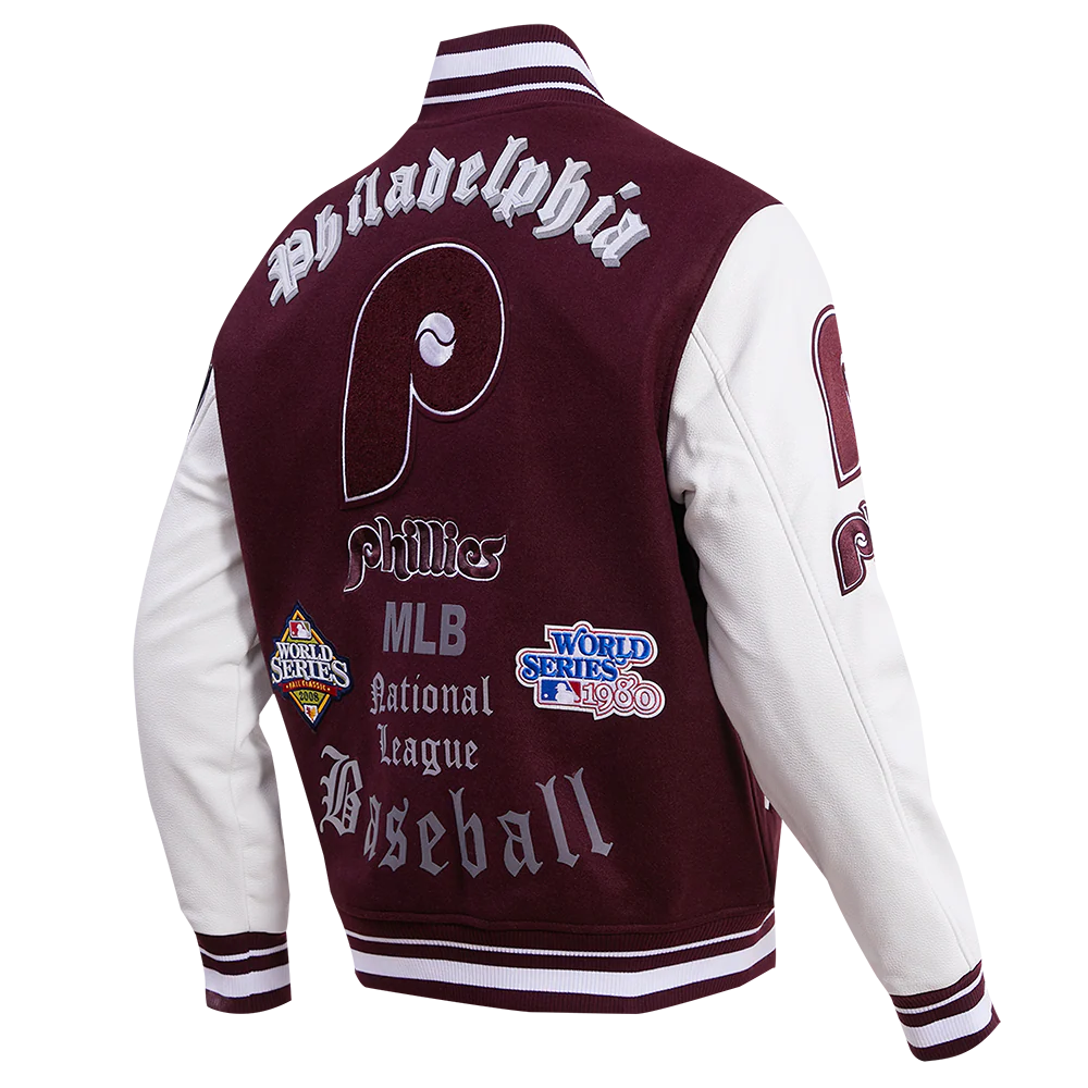 MLB PHILADELPHIA PHILLIES OLD ENGLISH WOOL MEN'S VARSITY JACKET