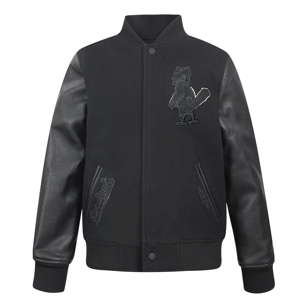 MLB ST. LOUIS CARDINALS TRIPLE BLACK BIG BOYS WOOL VARSITY JACKET