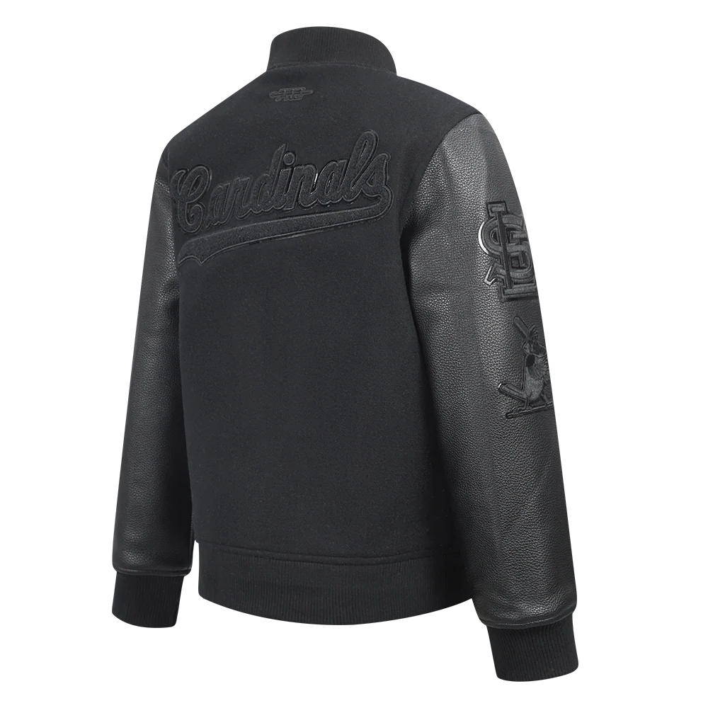MLB ST. LOUIS CARDINALS TRIPLE BLACK BIG BOYS WOOL VARSITY JACKET
